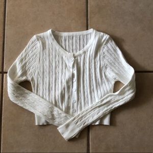 cropped white cardigan